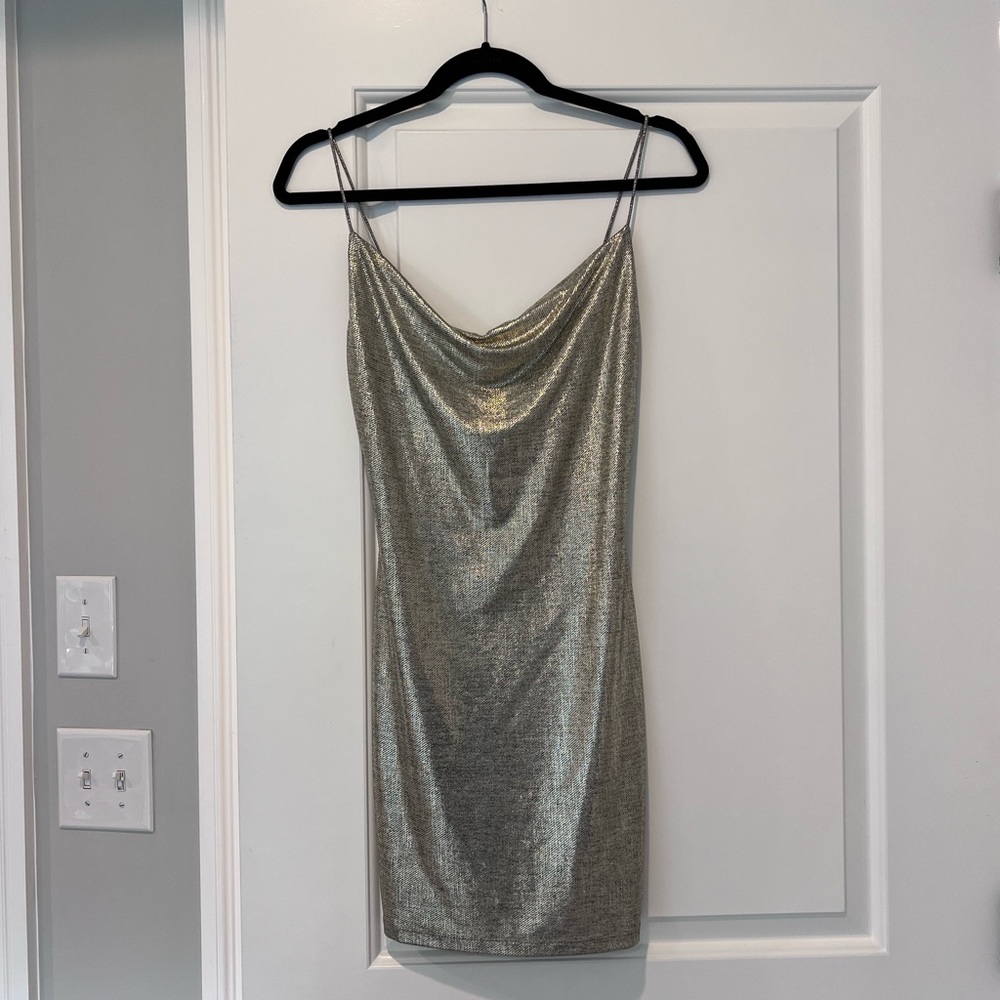 Alice + Olivia Nelle Metallic Mini Dress